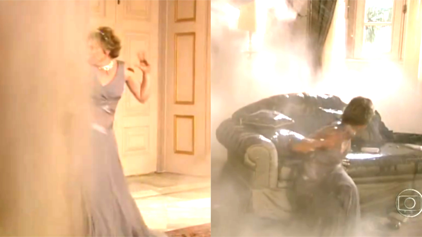 Afonso explode mansão com Barbara dentro (Foto: Reprodução)