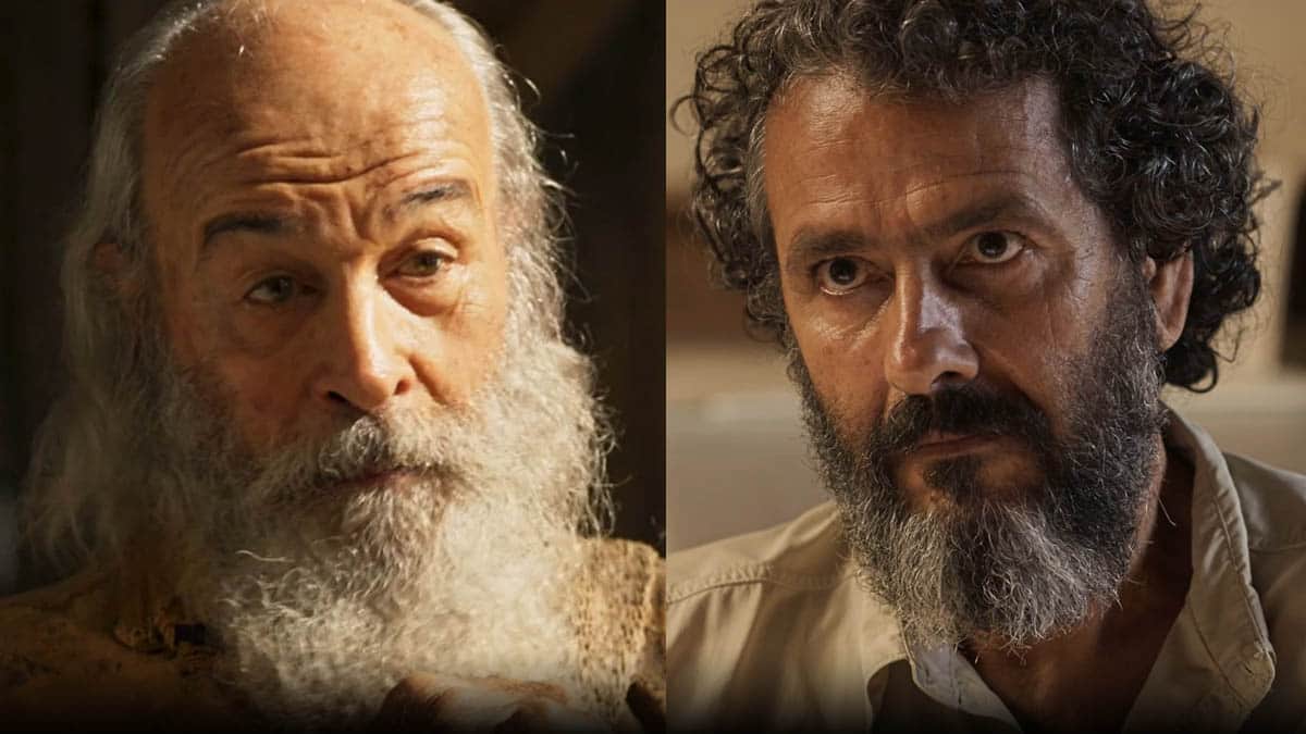 Velho do Rio e Zé Leôncios em cenas da novela Pantanal
