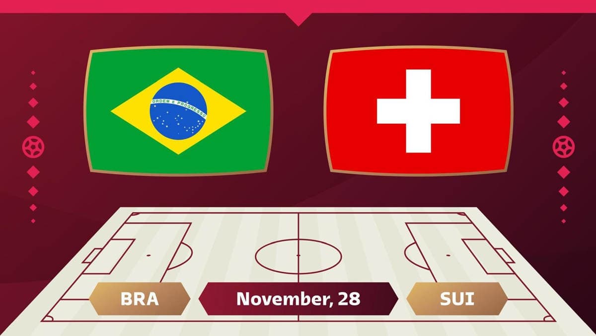 Bandeira do Brasil e Bandeira da Suíça na Copa do Mundo